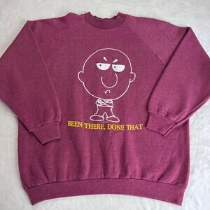 Comic Vintage 90s Been There Done That Funny Humor maroon women’s XL Sweatshirt